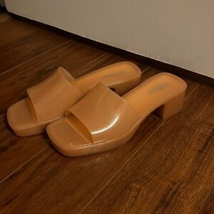 Orange jelly sandal heels